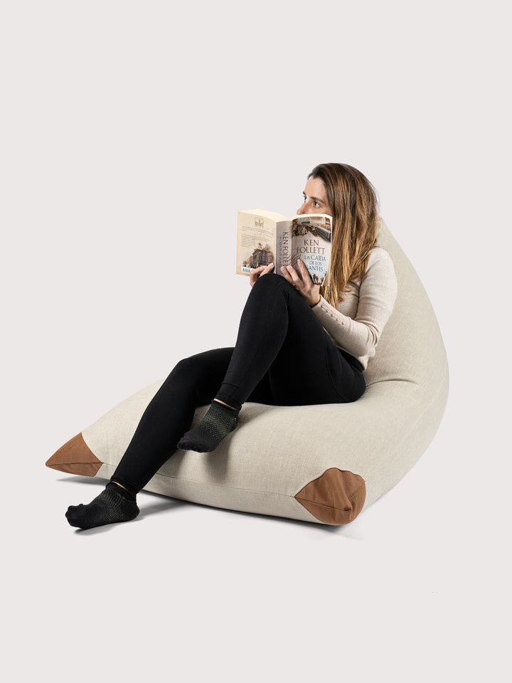 Puff Triangular de Interior PUF 80% Lino - Beige