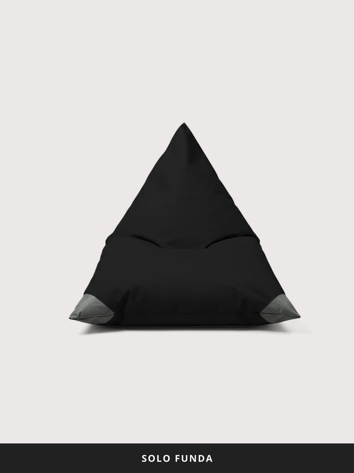 Funda Puff Triangular Exterior Puf (Sin Relleno) - Negro / Gris Oscuro
