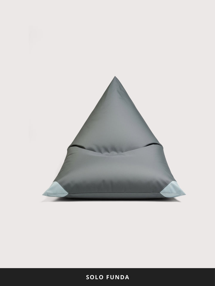 Funda Puff Triangular Exterior Puf (Sin Relleno) - Gris Oscuro / Gris Claro