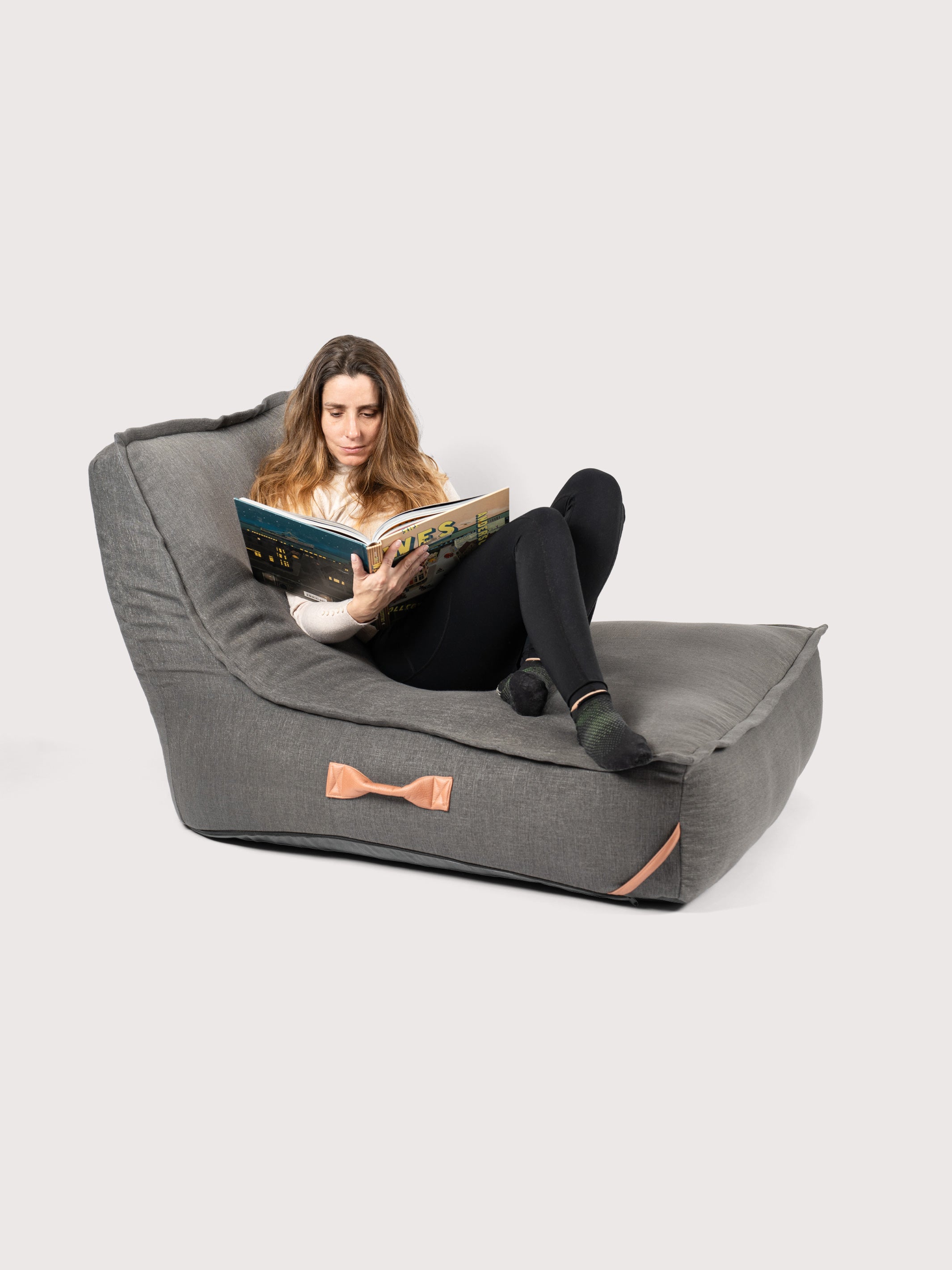 Sillón Lounge PUF 80% Lino - Gris Oscuro
