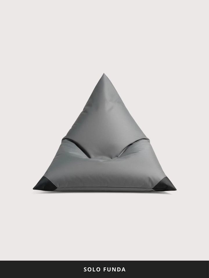 Funda Puff Triangular Exterior Puf (Sin Relleno) - Gris Oscuro / Negro