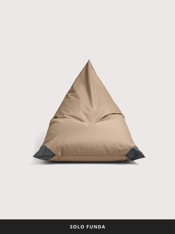 Funda Puff Triangular Exterior Puf (Sin Relleno) - Arena / Gris Oscuro