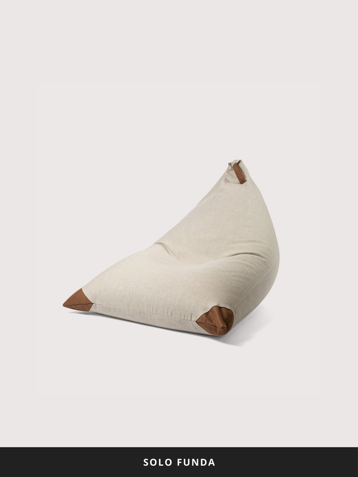 Funda Puff Triangular de Interior 80% Lino PUF (Sin Relleno) - Beige