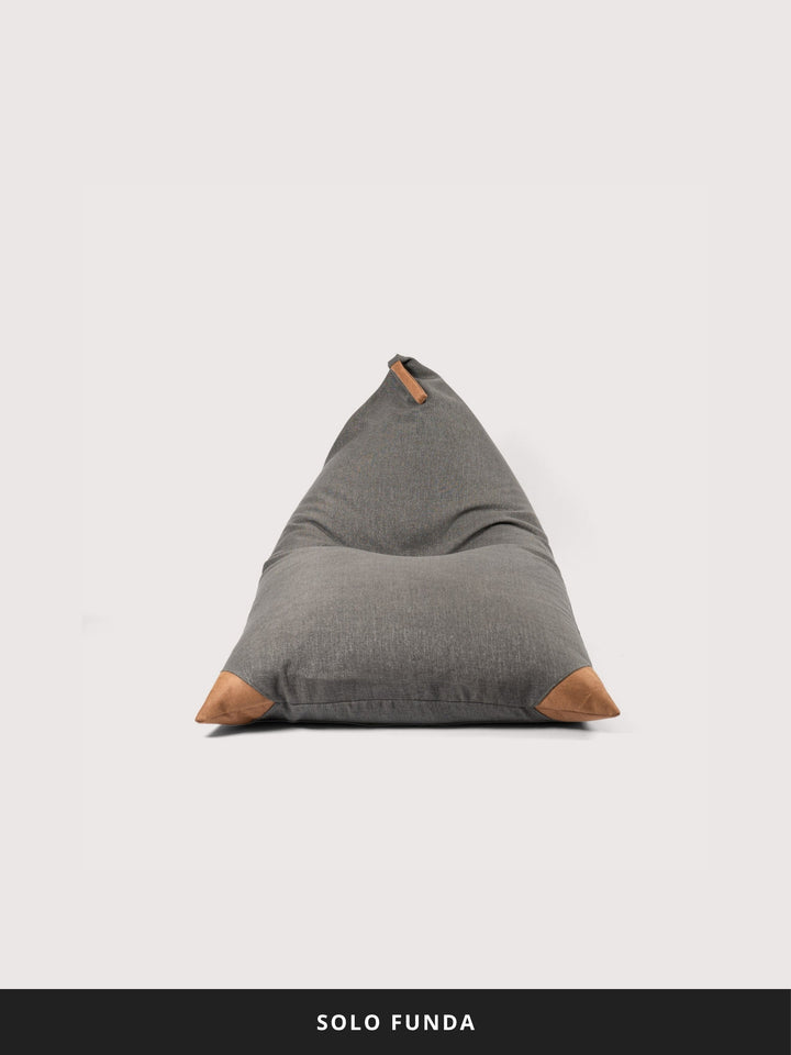 Funda Puff Triangular de Interior 80% Lino PUF (Sin Relleno) - Gris Oscuro