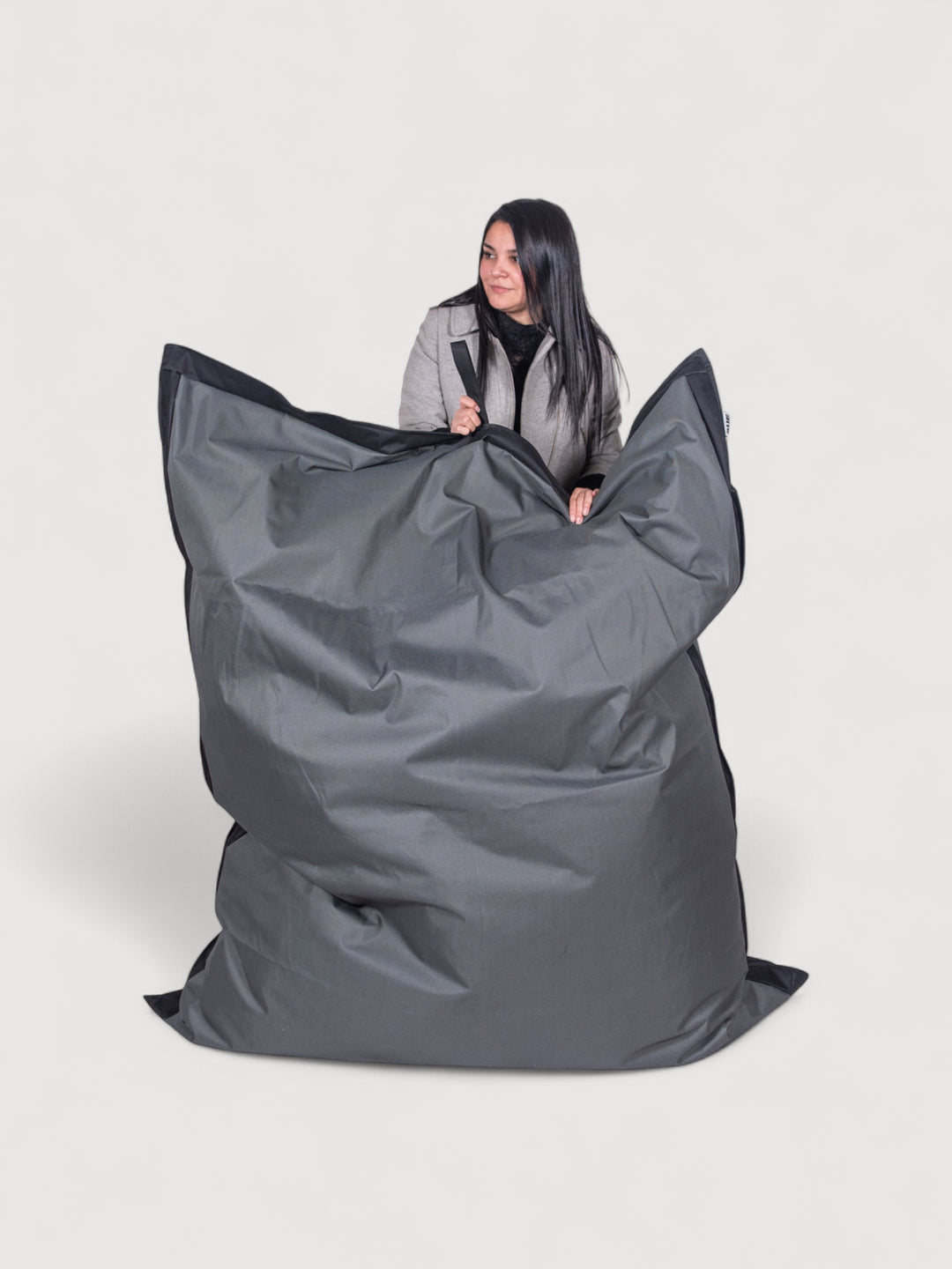 Puff Rectangular Exterior Impermeable PUF - Gris Oscuro / Negro