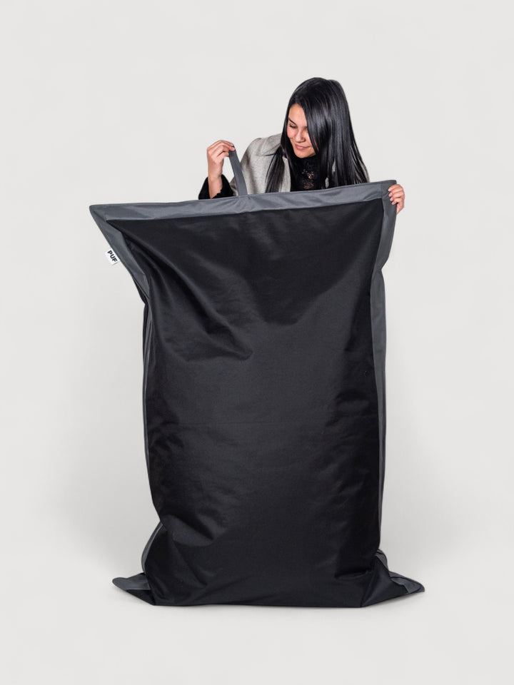 Puff Rectangular Exterior Impermeable PUF - Negro / Gris Oscuro