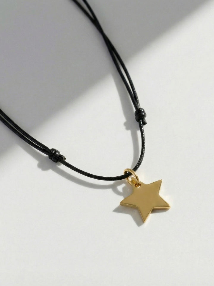 Collar Cuero Estrella - Dorada