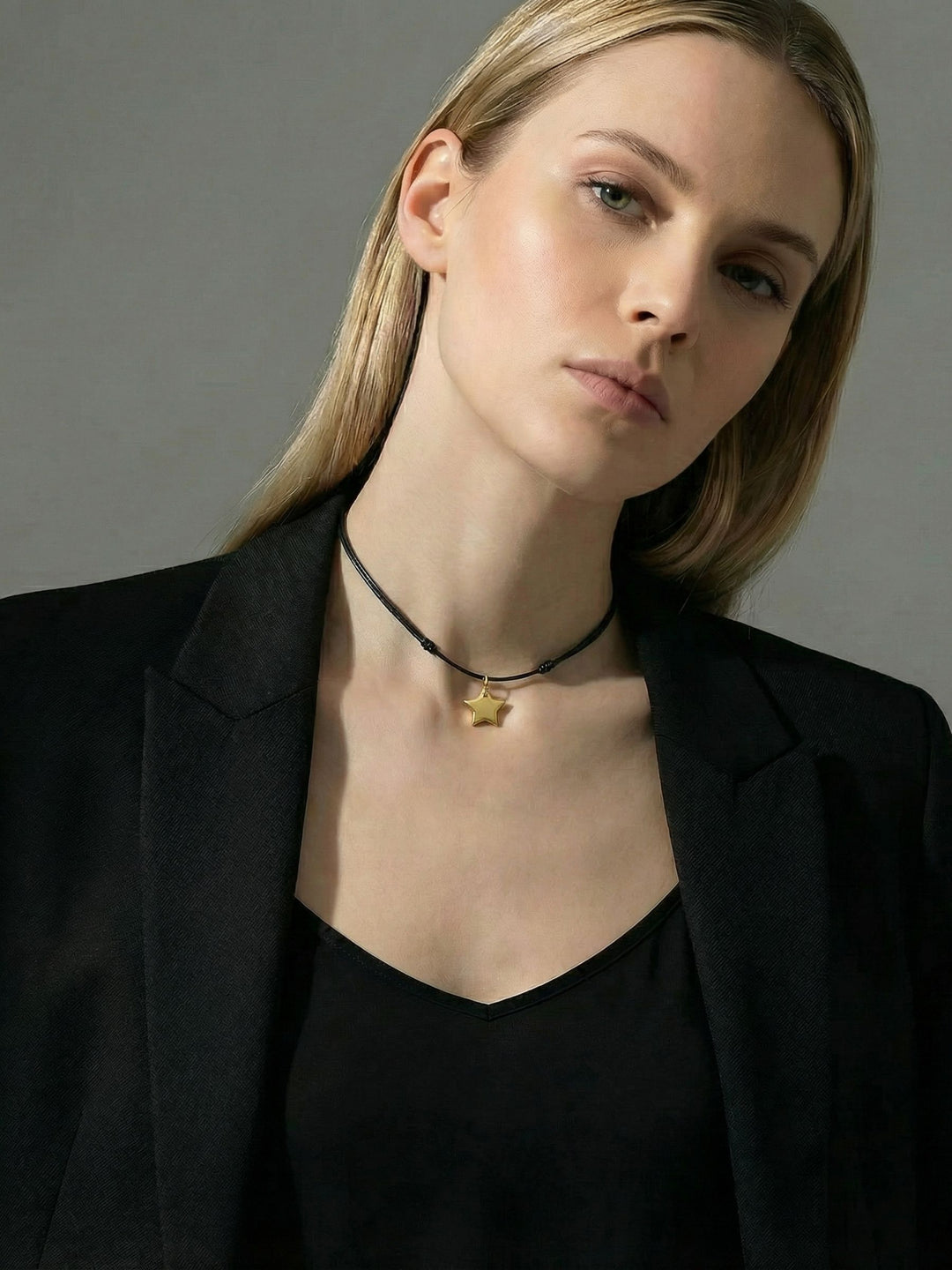 Collar Cuero Estrella - Dorada