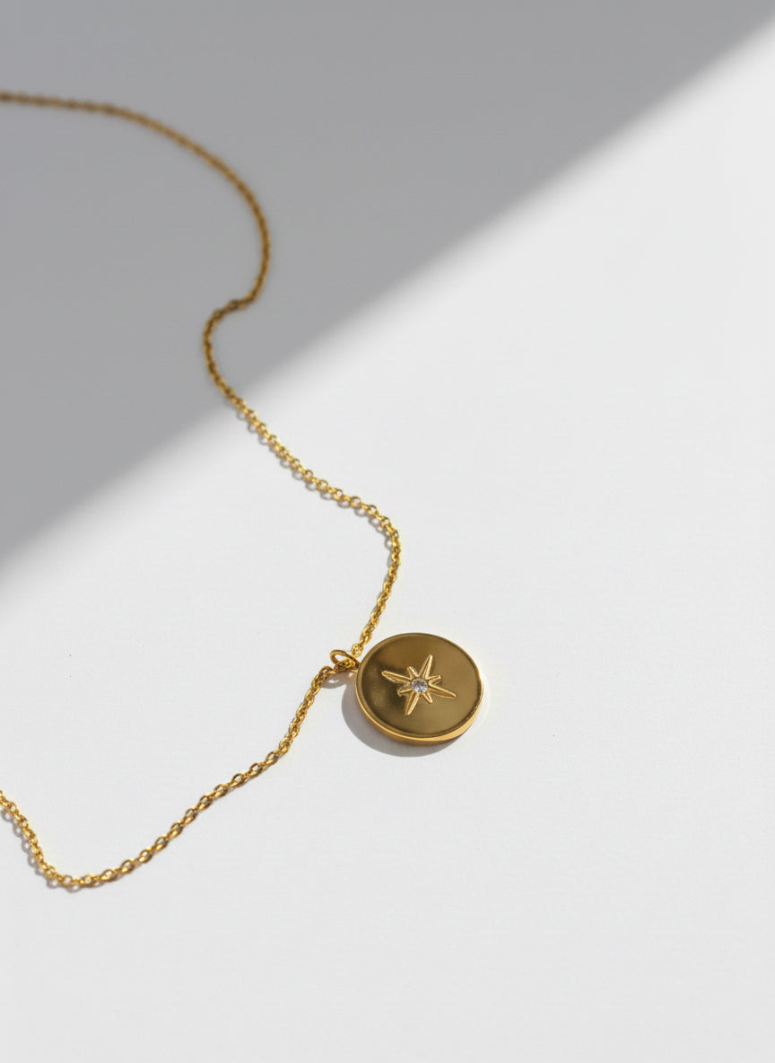 Collar Punto de Luz en Medalla - Oro