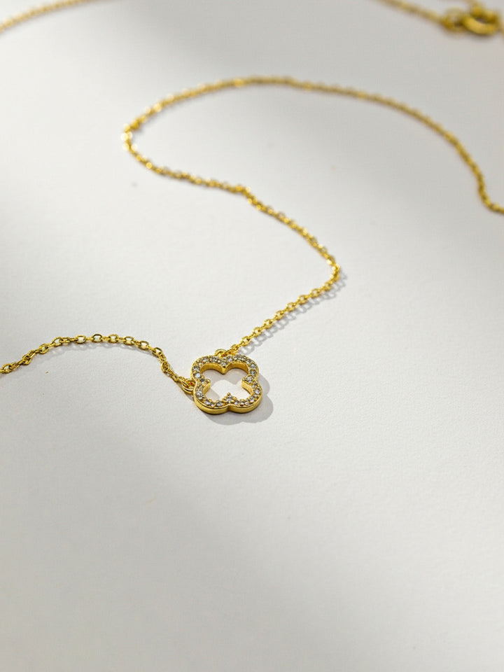 Collar Trébol Hueco Brillante - Oro