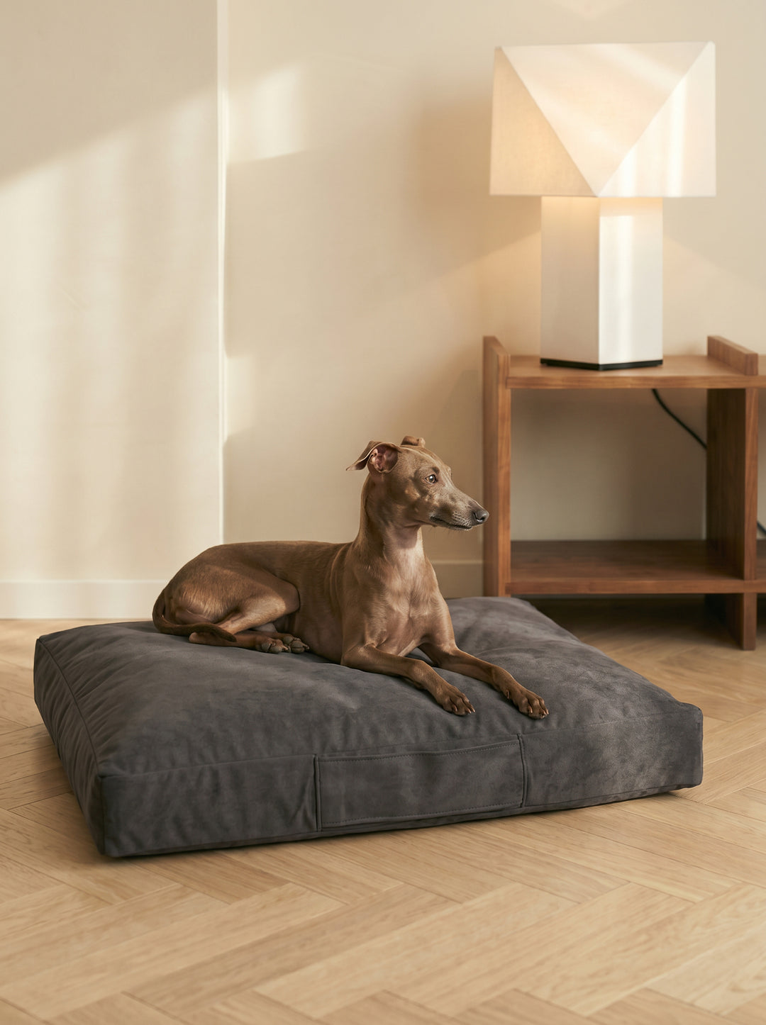 Cama Mascotas Terciopelo PUF - Gris