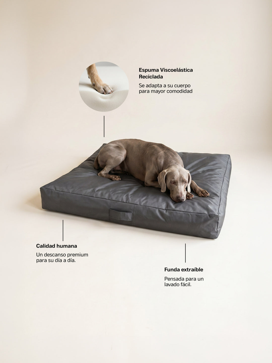 Cama Mascotas Lona PUF - Gris Oscuro
