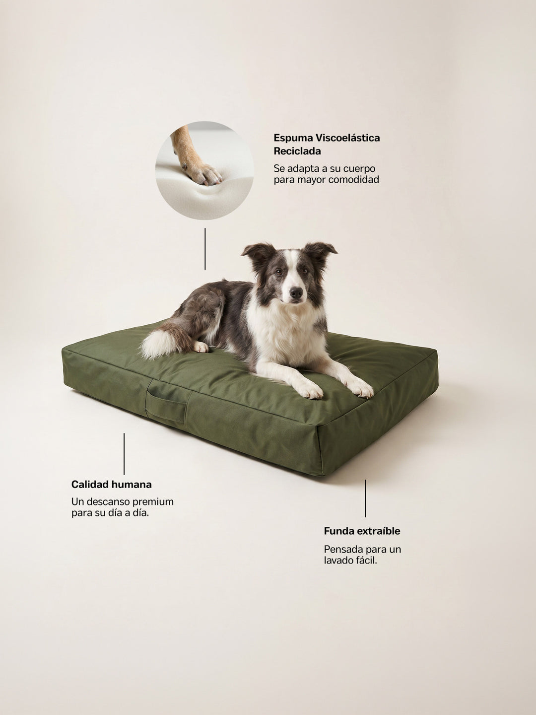 Cama Mascotas Lona PUF - Verde Militar