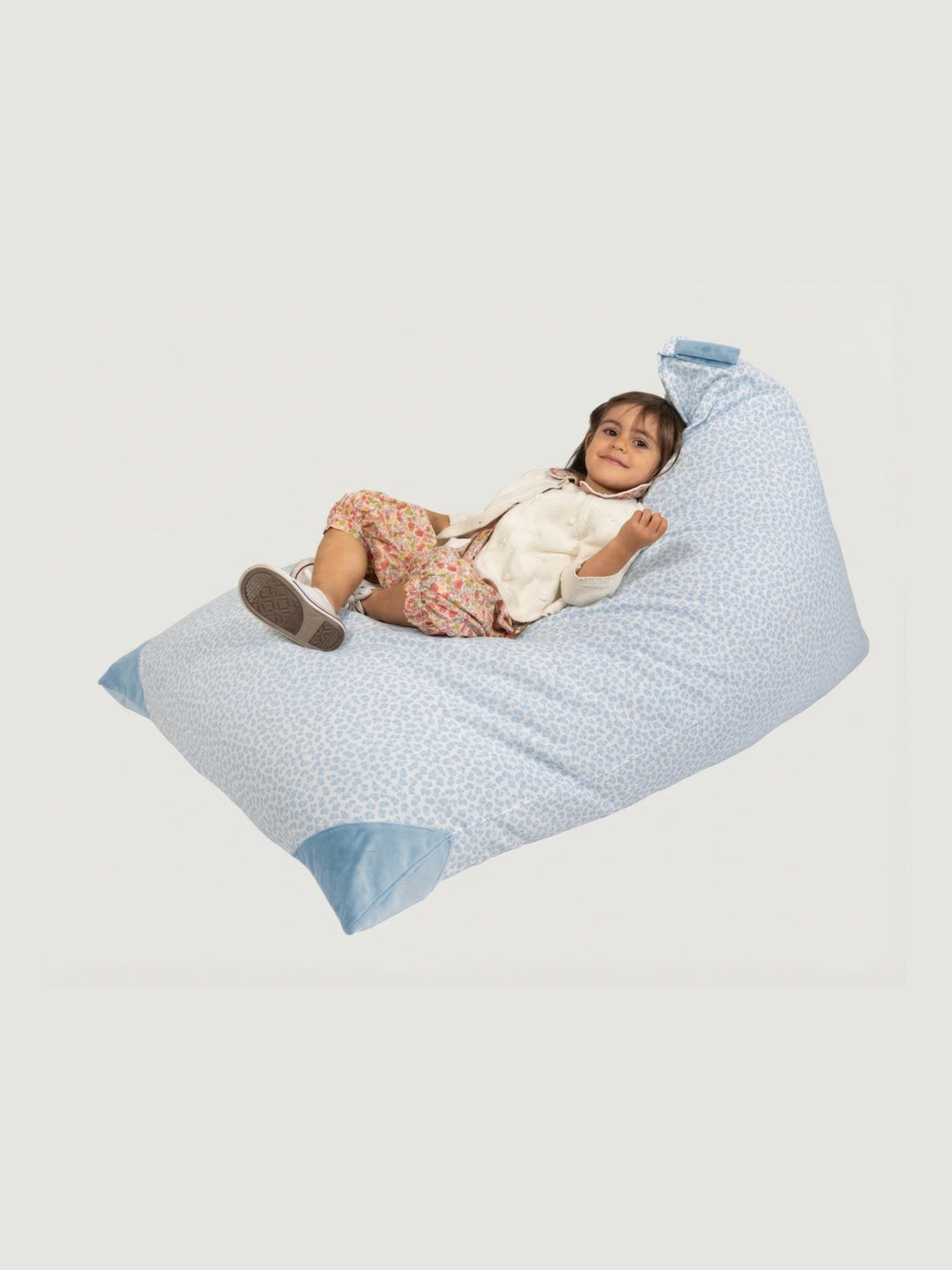 Puff Triangular para Niños PUF - Flor Celeste