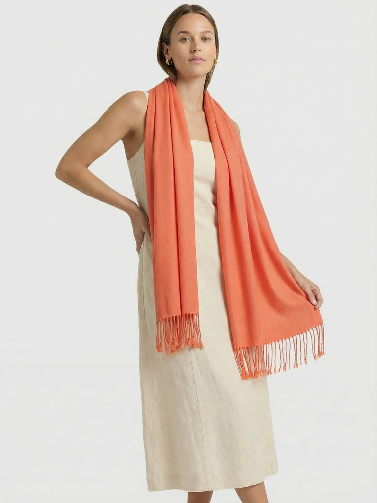 Pashmina Tejido Mixto Cashmere - Coral
