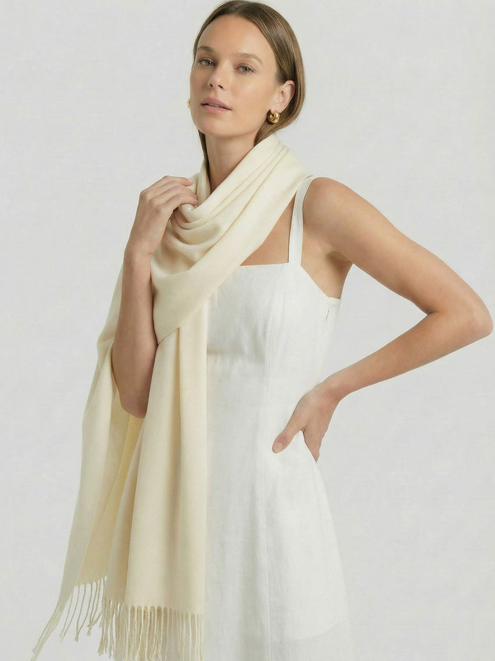 Pashmina Tejido Mixto Cashmere - Crema