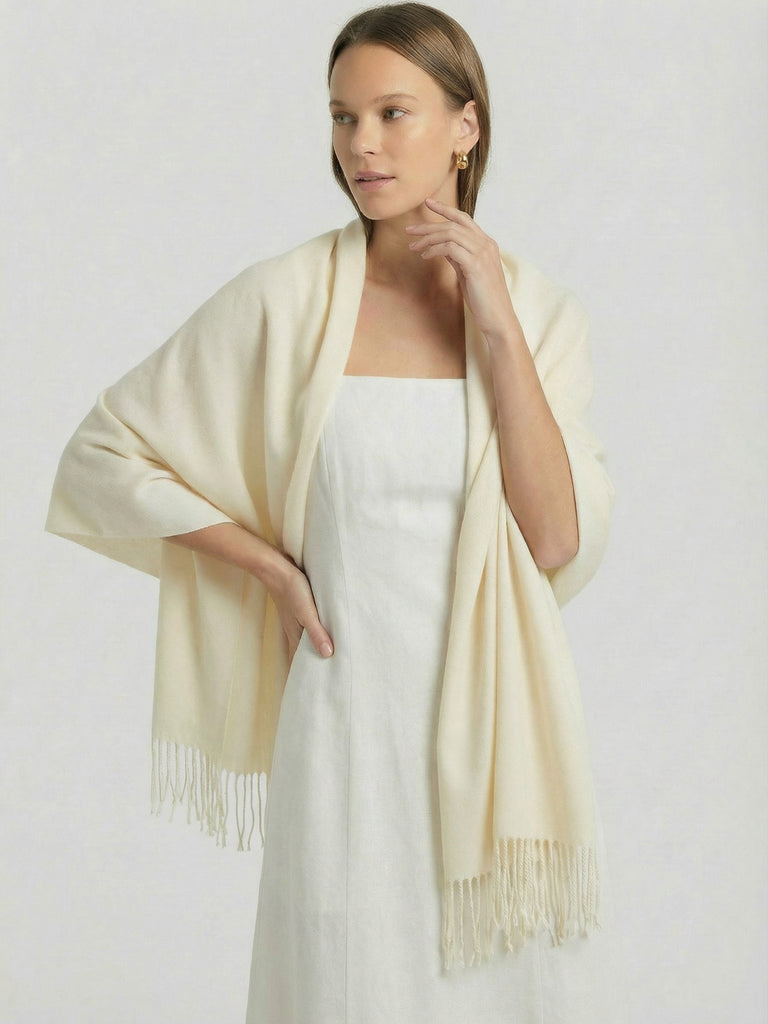 Pashmina Tejido Mixto Cashmere - Crema
