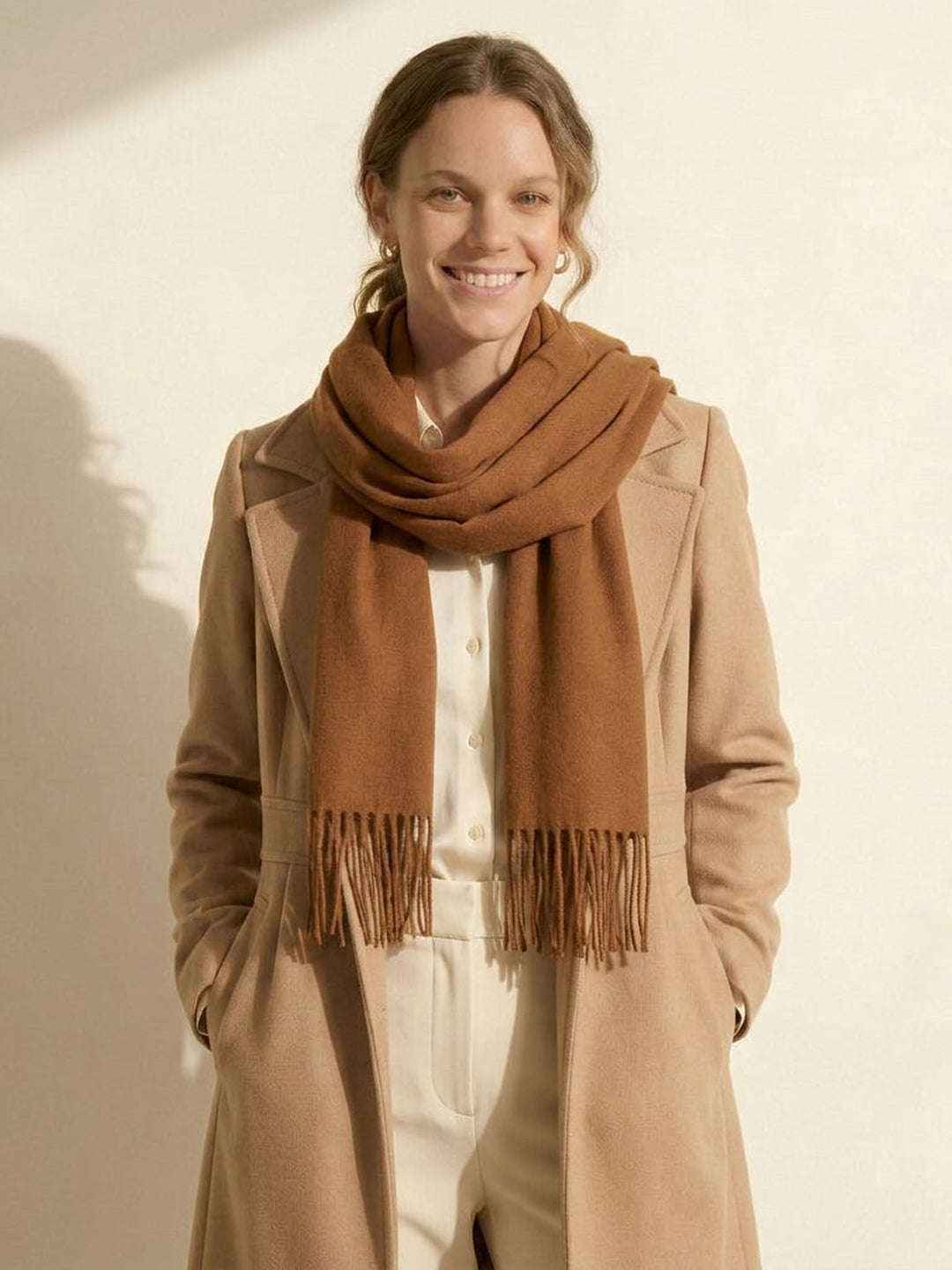 Pashmina Tejido Mixto Cashmere - Café Caramelo