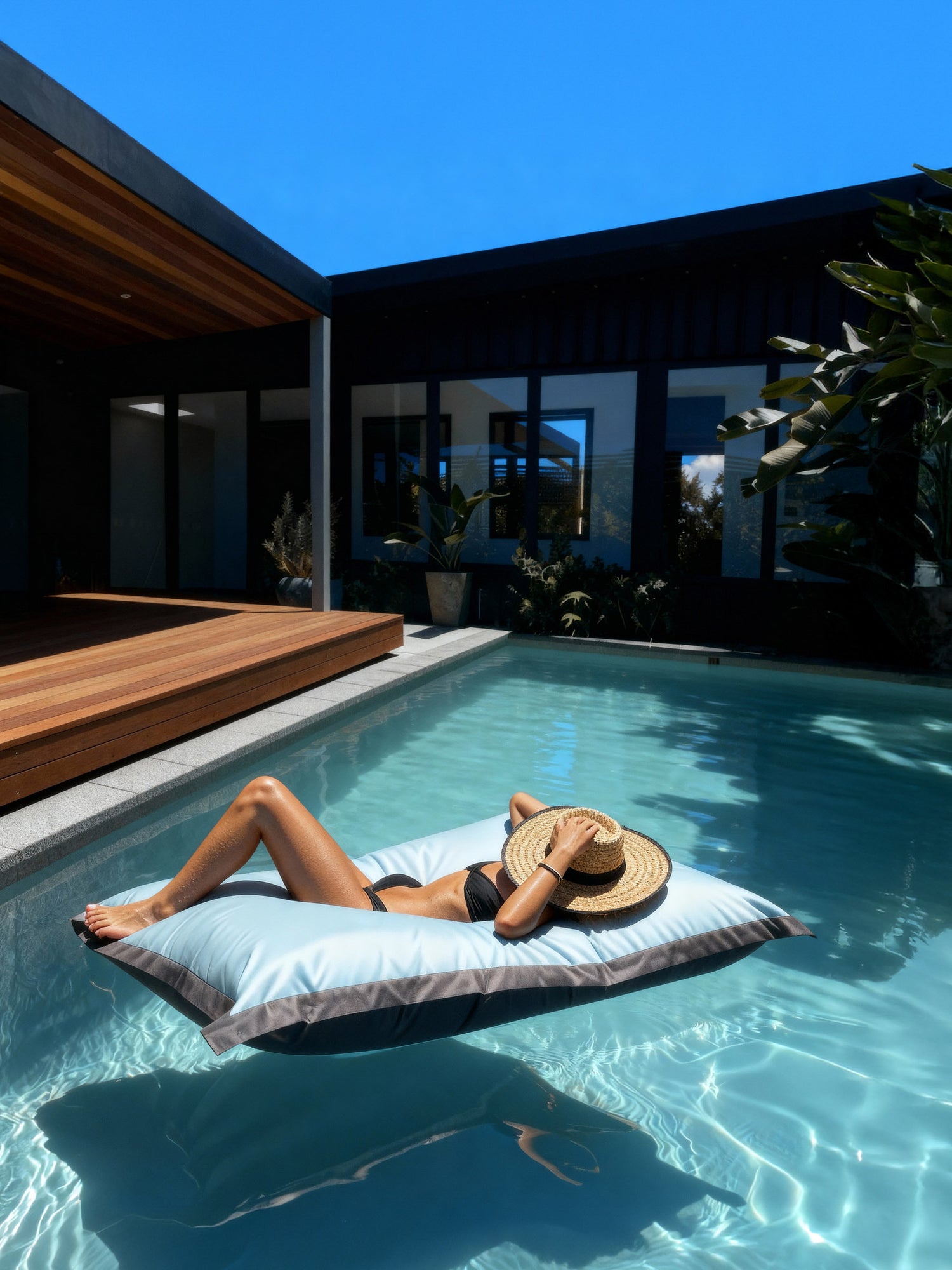 Puff Rectangular Exterior Impermeable PUF - Gris Claro / Gris Oscuro