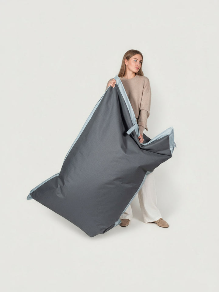 Puff Rectangular Exterior Impermeable PUF - Gris Oscuro / Gris Claro