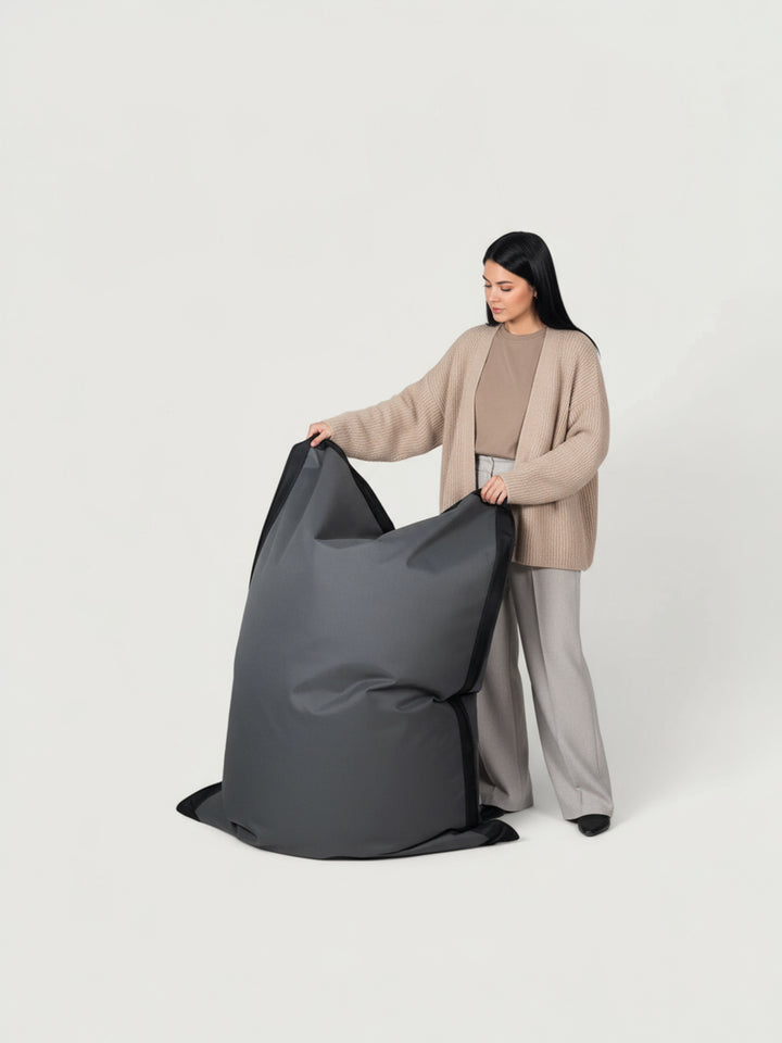 Puff Rectangular Exterior Impermeable PUF - Gris Oscuro / Negro