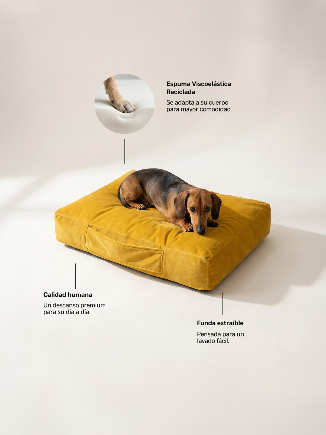 Cama Mascotas Terciopelo PUF - Amarillo