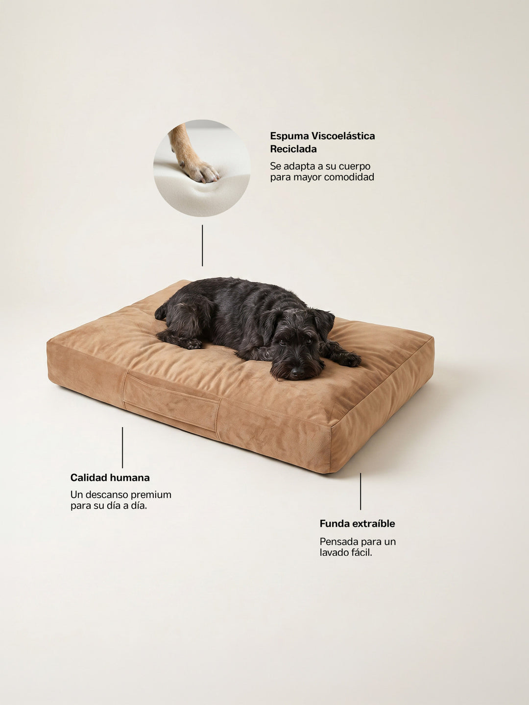 Cama Mascotas Terciopelo PUF - Camel