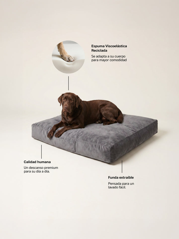 Cama Mascotas Terciopelo PUF - Gris