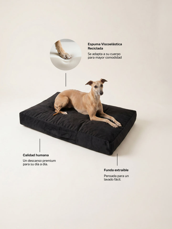 Cama Mascotas Terciopelo PUF - Negro